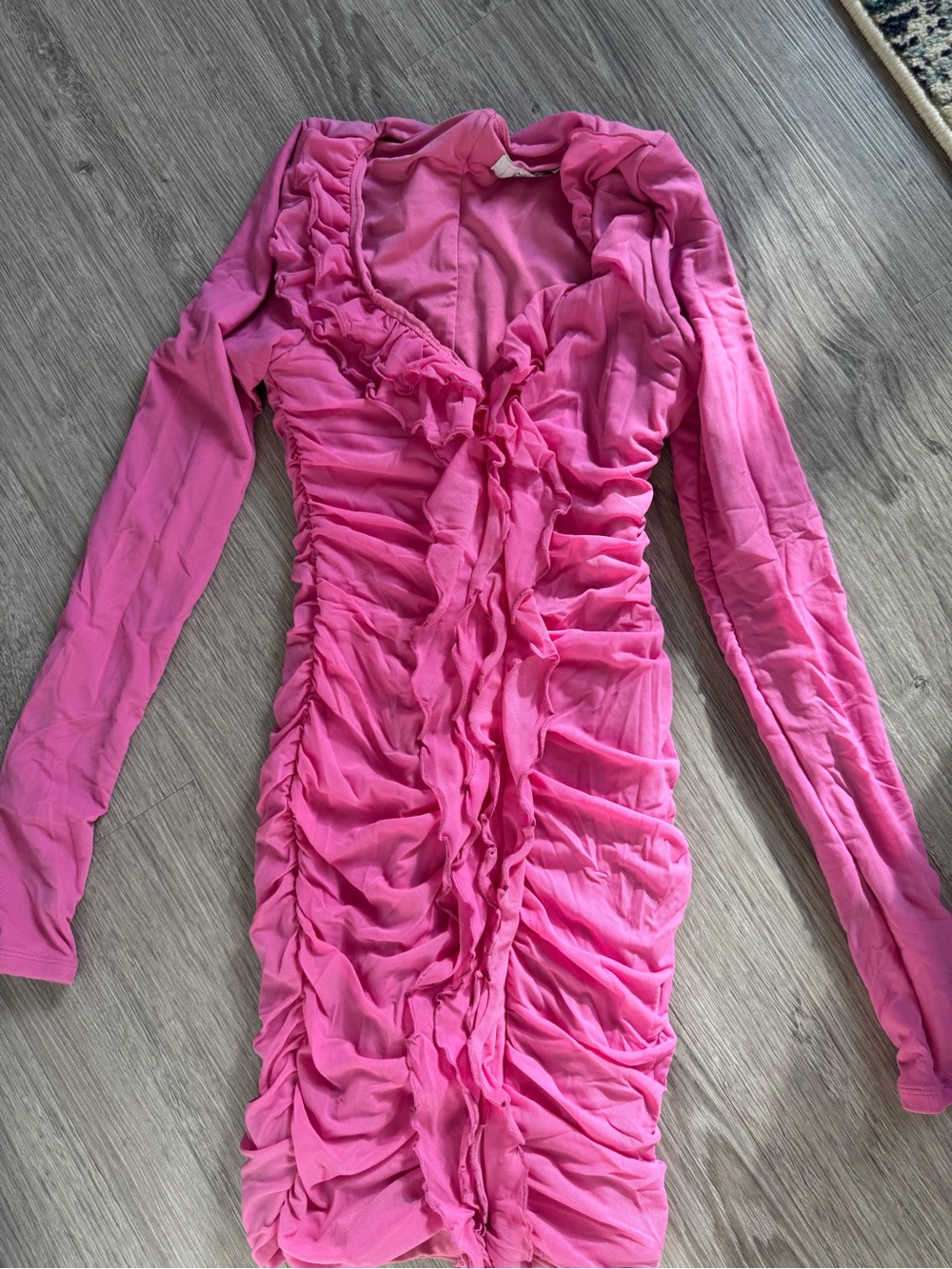Girls' Pink Ruffle Long-Sleeve Dress
